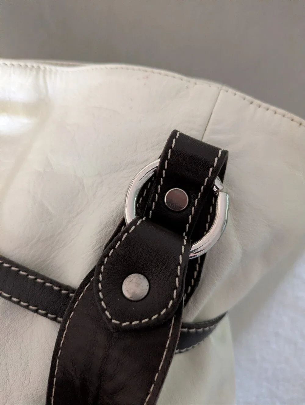 Cavalcanti Cream And Brown Slouchy Tote Hobo 2005-2009 Italian Leather